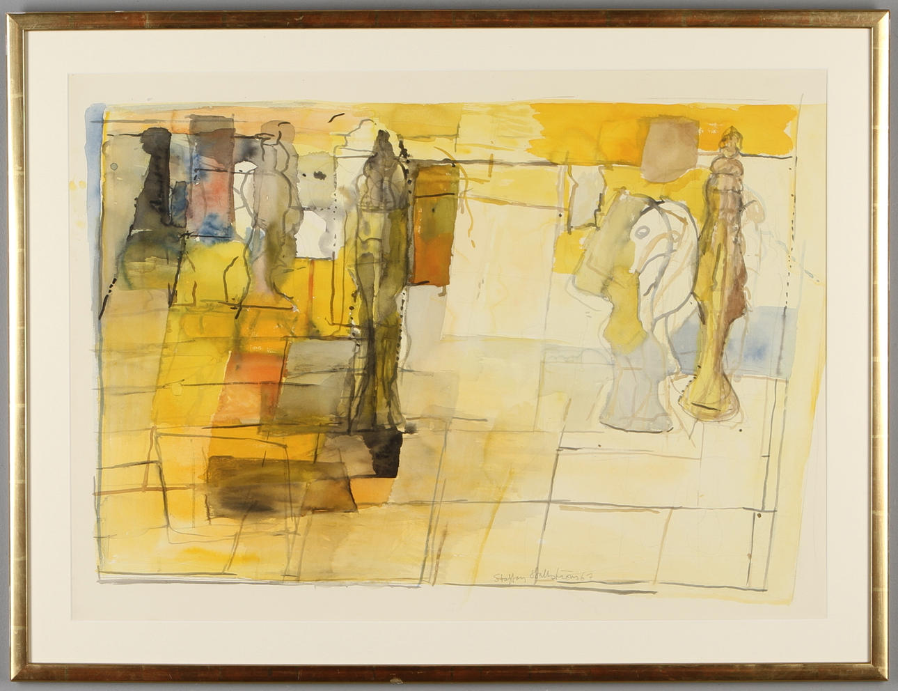 STAFFAN HALLSTRÖM. Schackspel, akvarell, signerad och daterad -67.