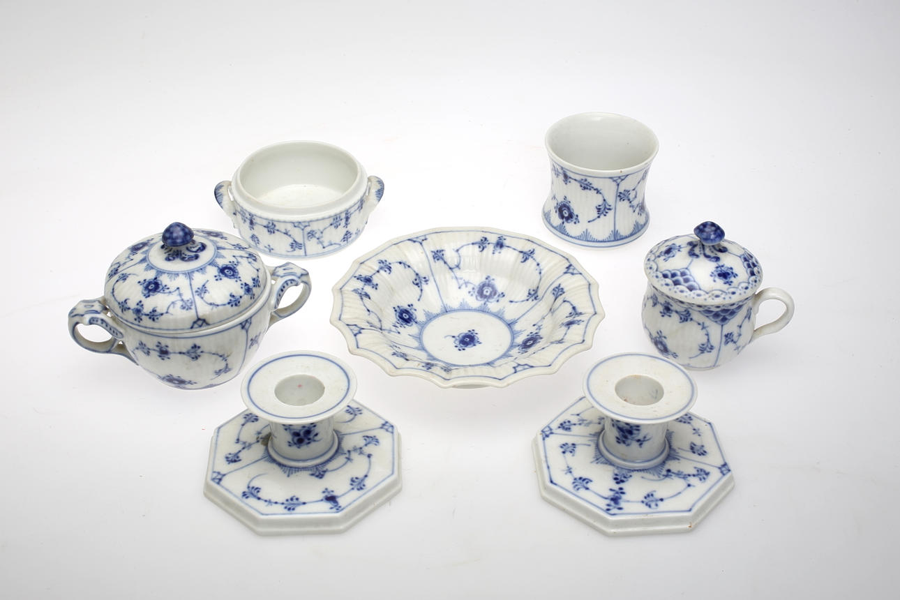 PORSLIN, 7 delar, "Musselmalet", Kunglig dansk.