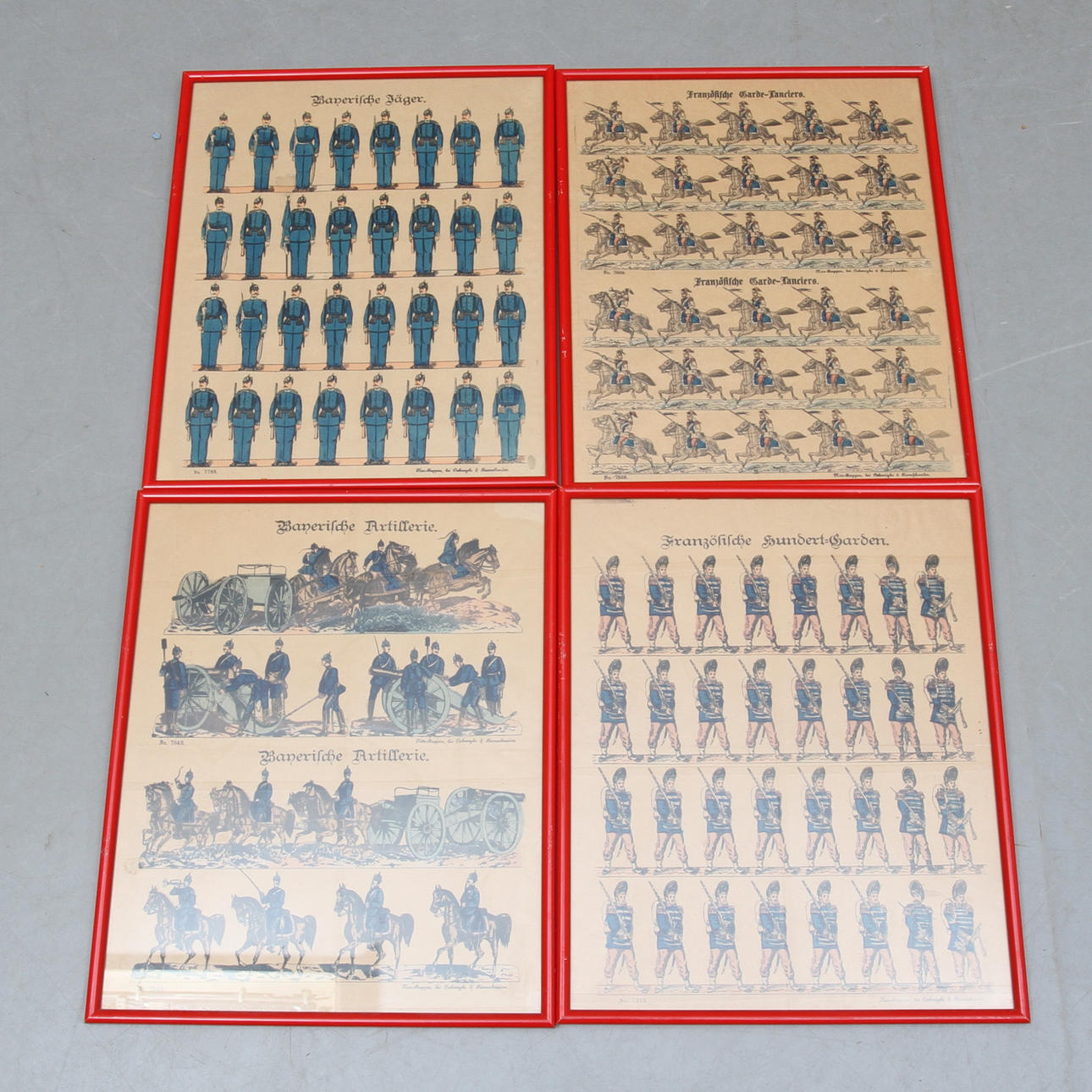 PARTI GRAFIK, 4 delar, tema Militaria, 1900-tal.