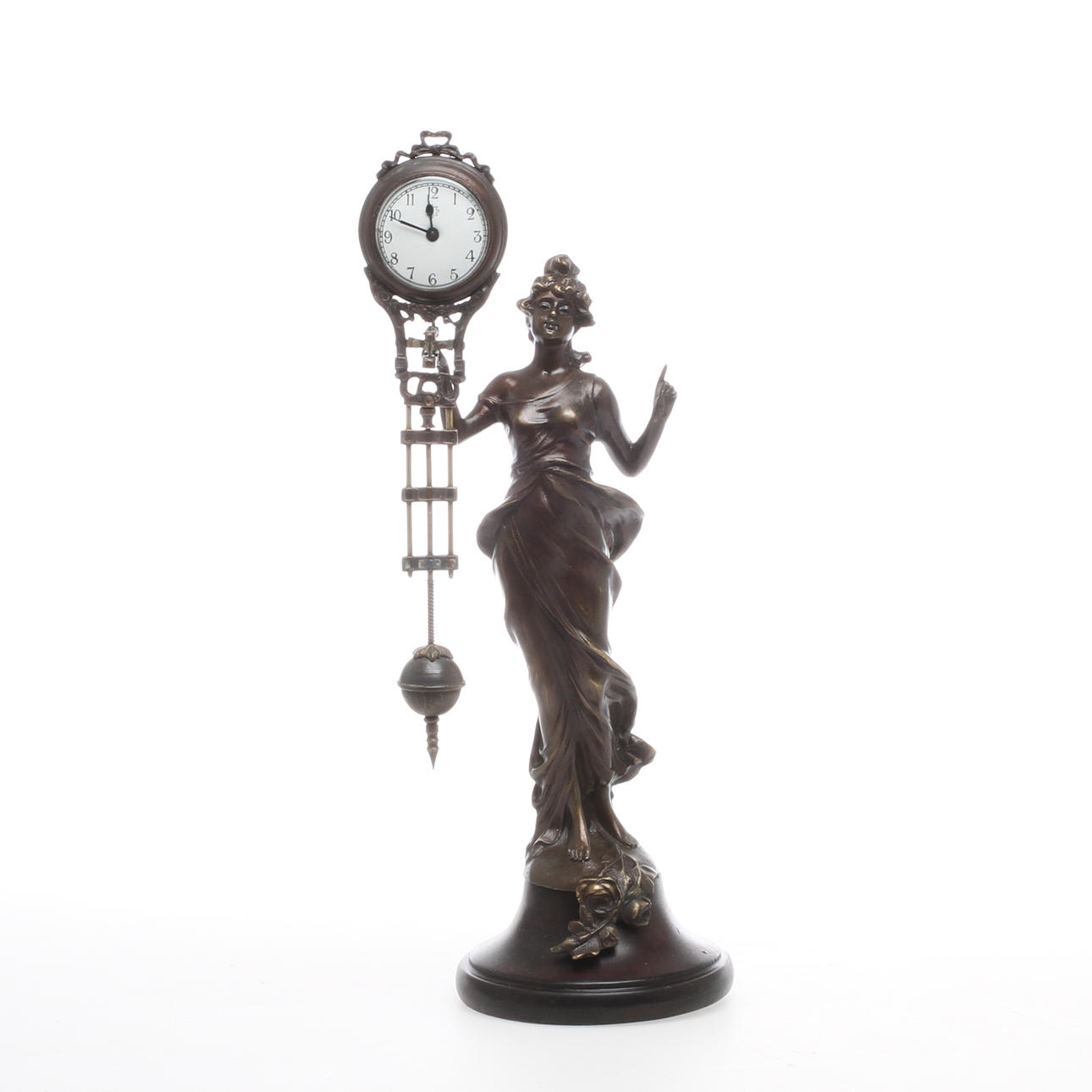 BORDSUR, Junghans, bronspatinerad metall på träsockel, 1900-tal.