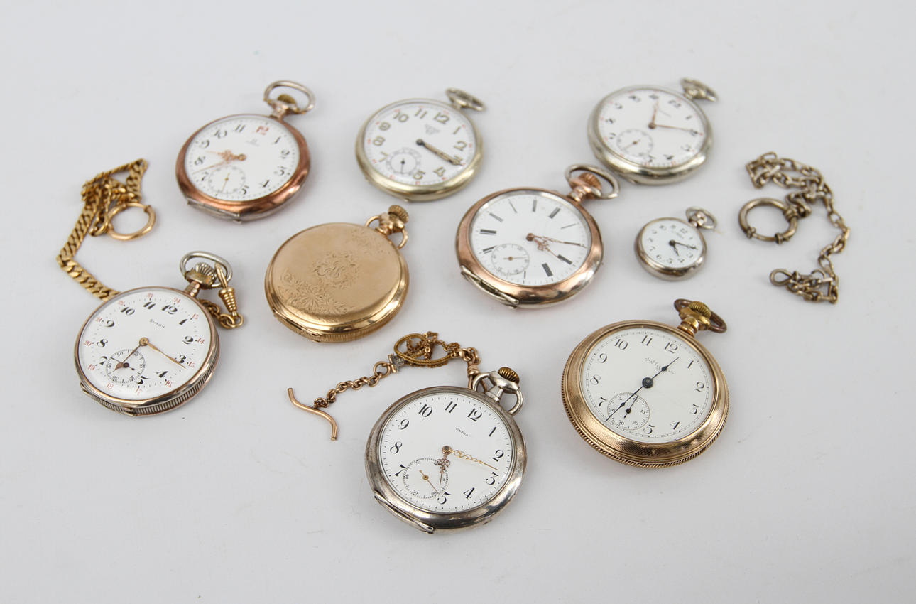 FICKUR, 8 st samt ett mormorsur (3 med kedjor).