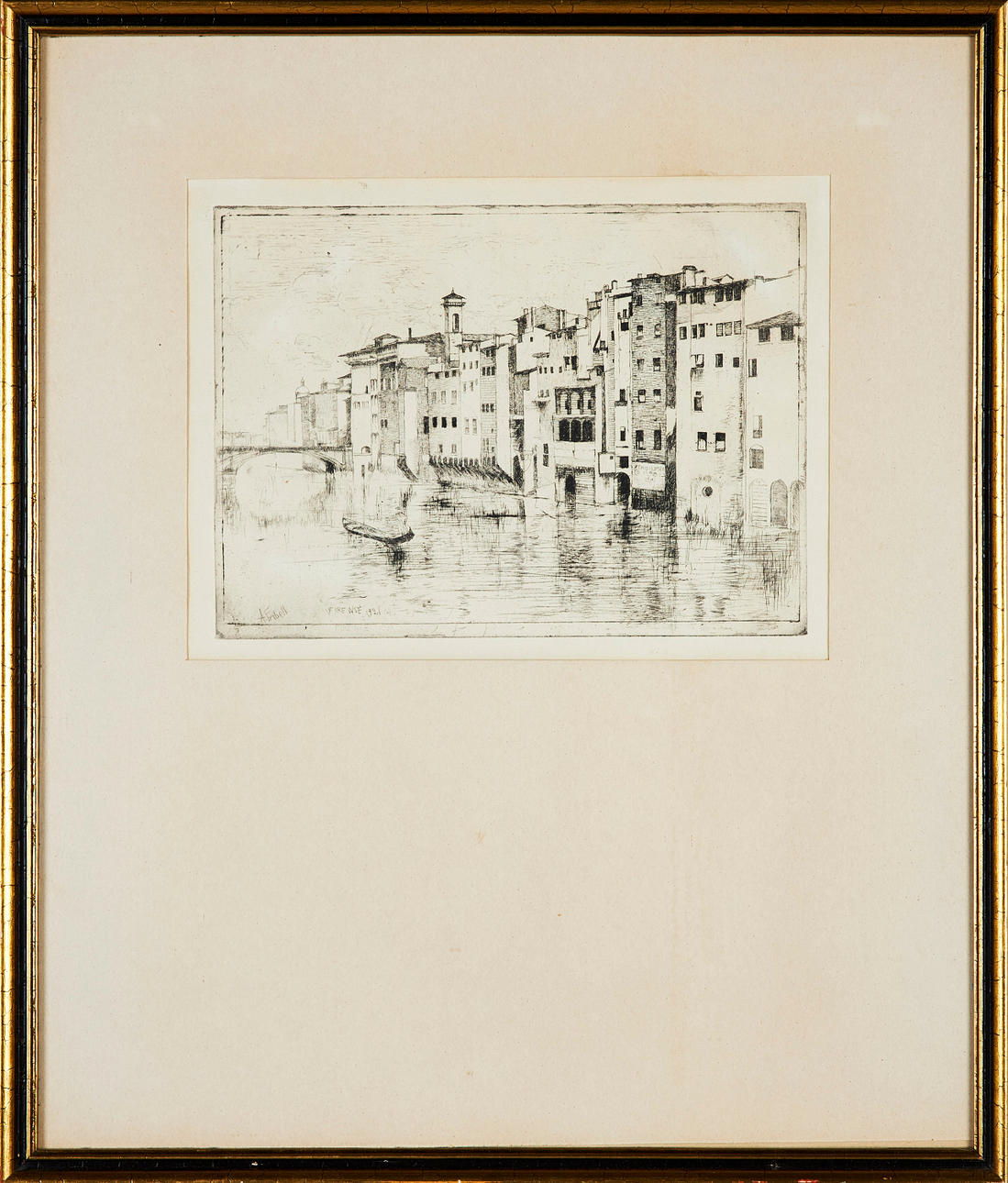 AXEL FRIDELL. "Firenze", etching, signed and dated 1921.