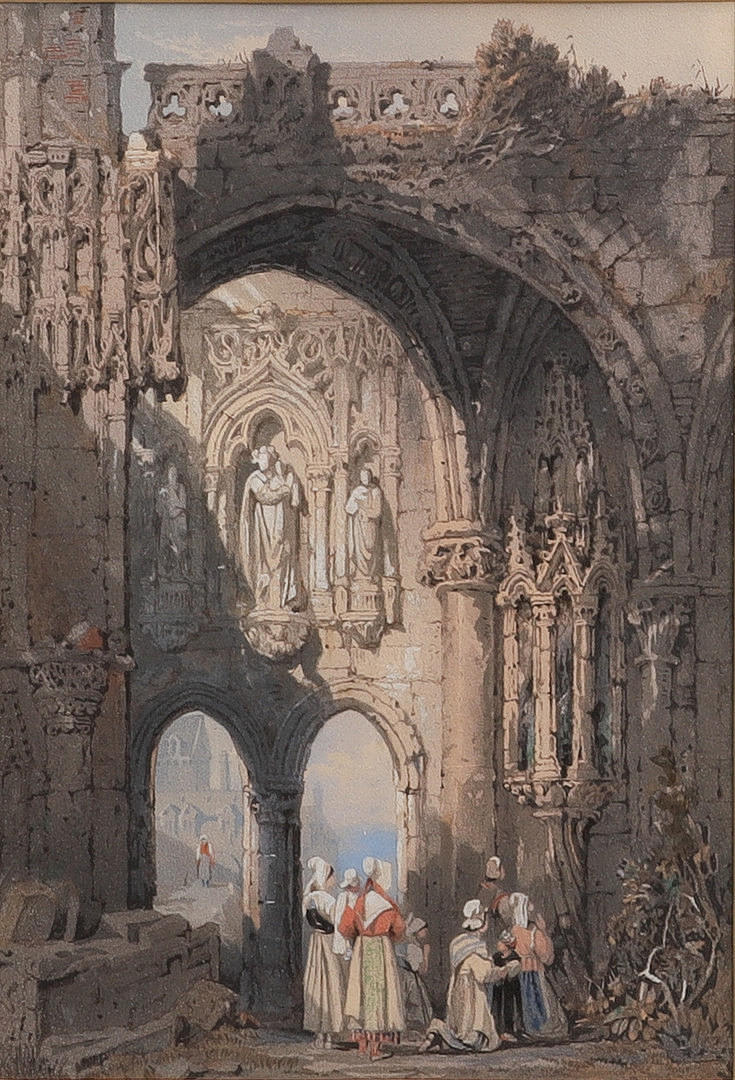 AFTER SAMUEL PROUT (1783-1852). GOTHIC RUINS (NORMANDY).