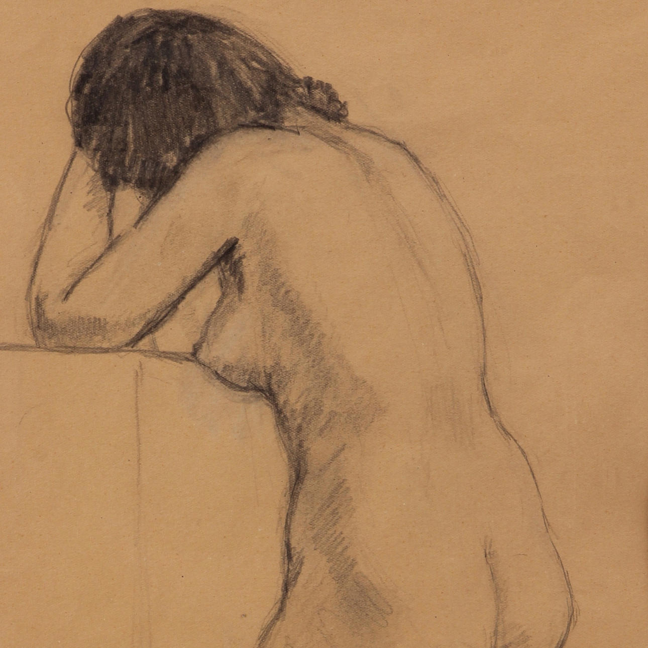 EINAR ROSEN. Teckning, blyerts, signerad.