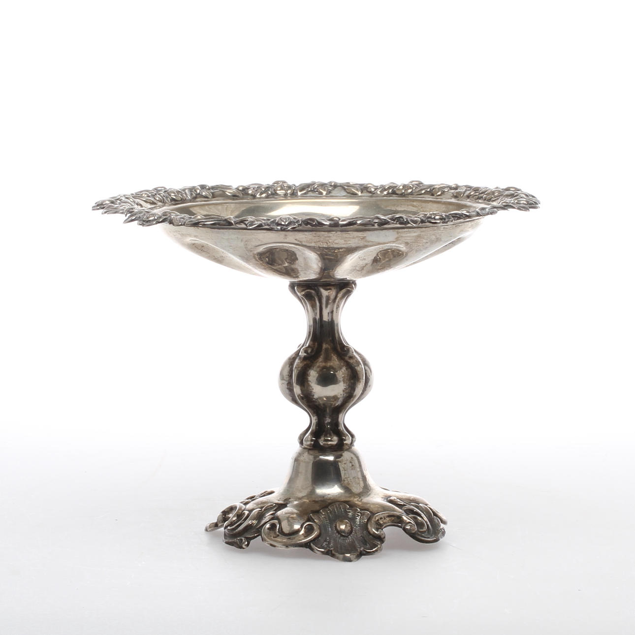 SKÅL PÅ FOT, silver, nyrokoko, Peter Holmberg, Örebro, 1856.