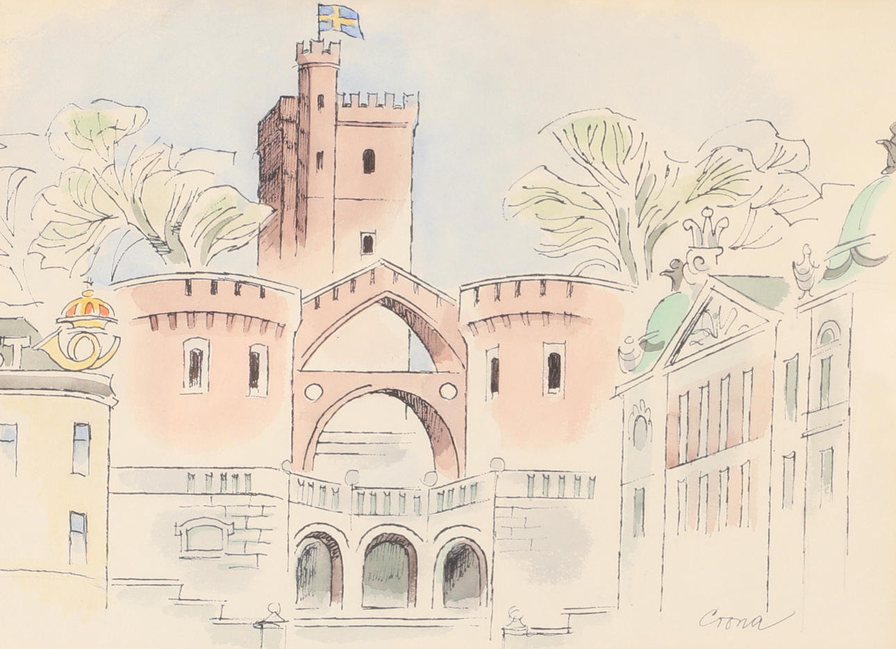 GEORG CRONA. The core, watercolor, signed Crona.
