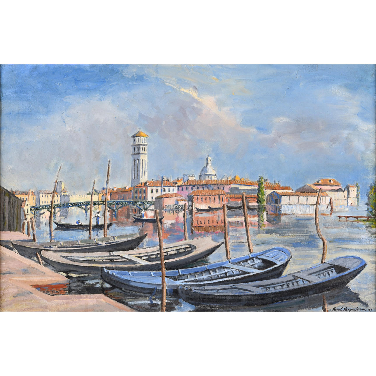 KARL HAGEDORN (1889-1969). VENICE: A VIEW OF THE CHURCH OF SAN GEREMIA AND PALAZZO LABIA.