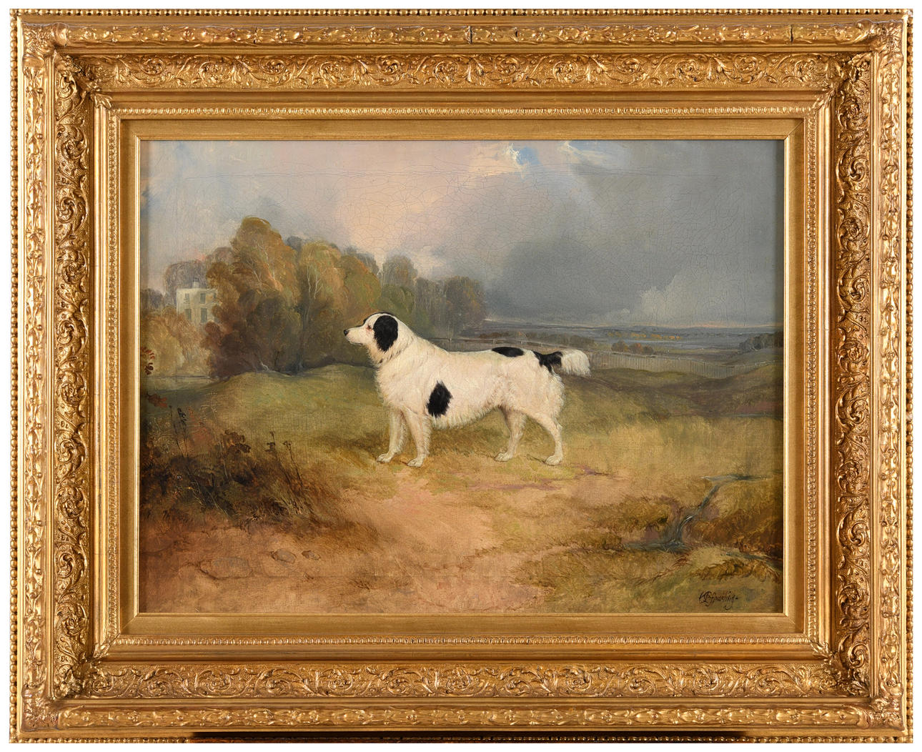 CHARLES B. SPALDING (FL.1832-1875). A `LANDSEER` DOG (NEWFOUNDLAND TYPE) IN A FIELD.