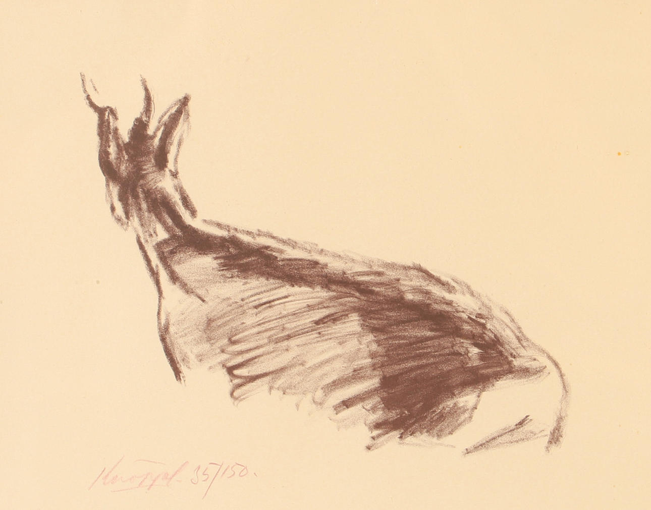 ARVID KNÖPPEL. Deer, lithograph, signed Knöppel.