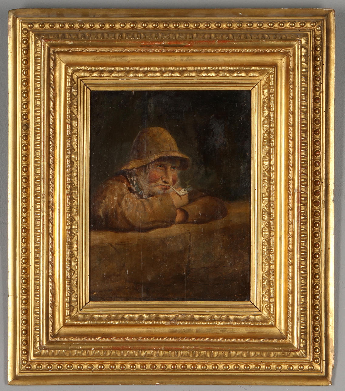 OKÄND KONSTNÄR. Fiskarporträtt, olja på pannå, 1800-tal.