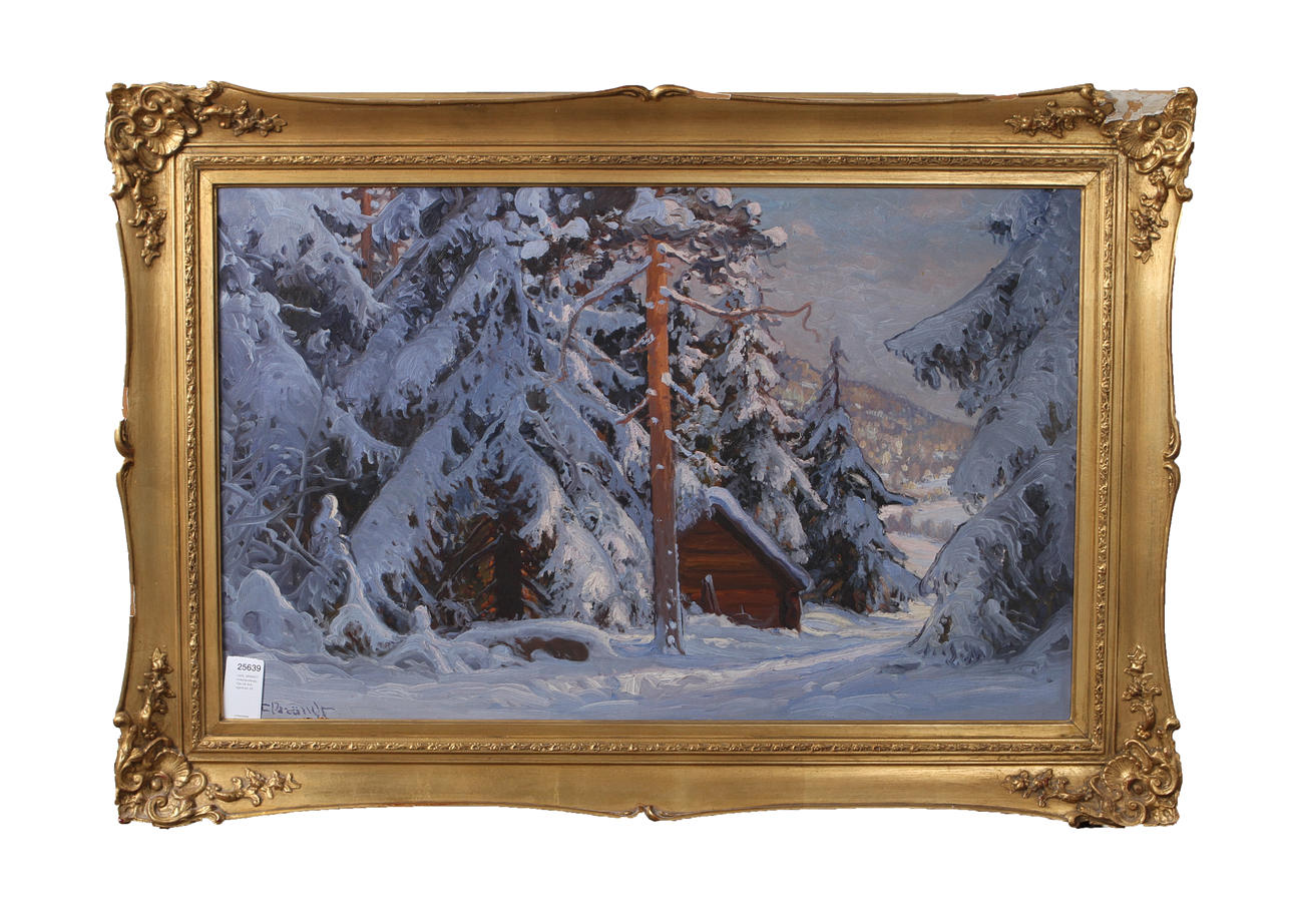 CARL BRANDT. Vinterlandskap. Olja på duk, signerad.