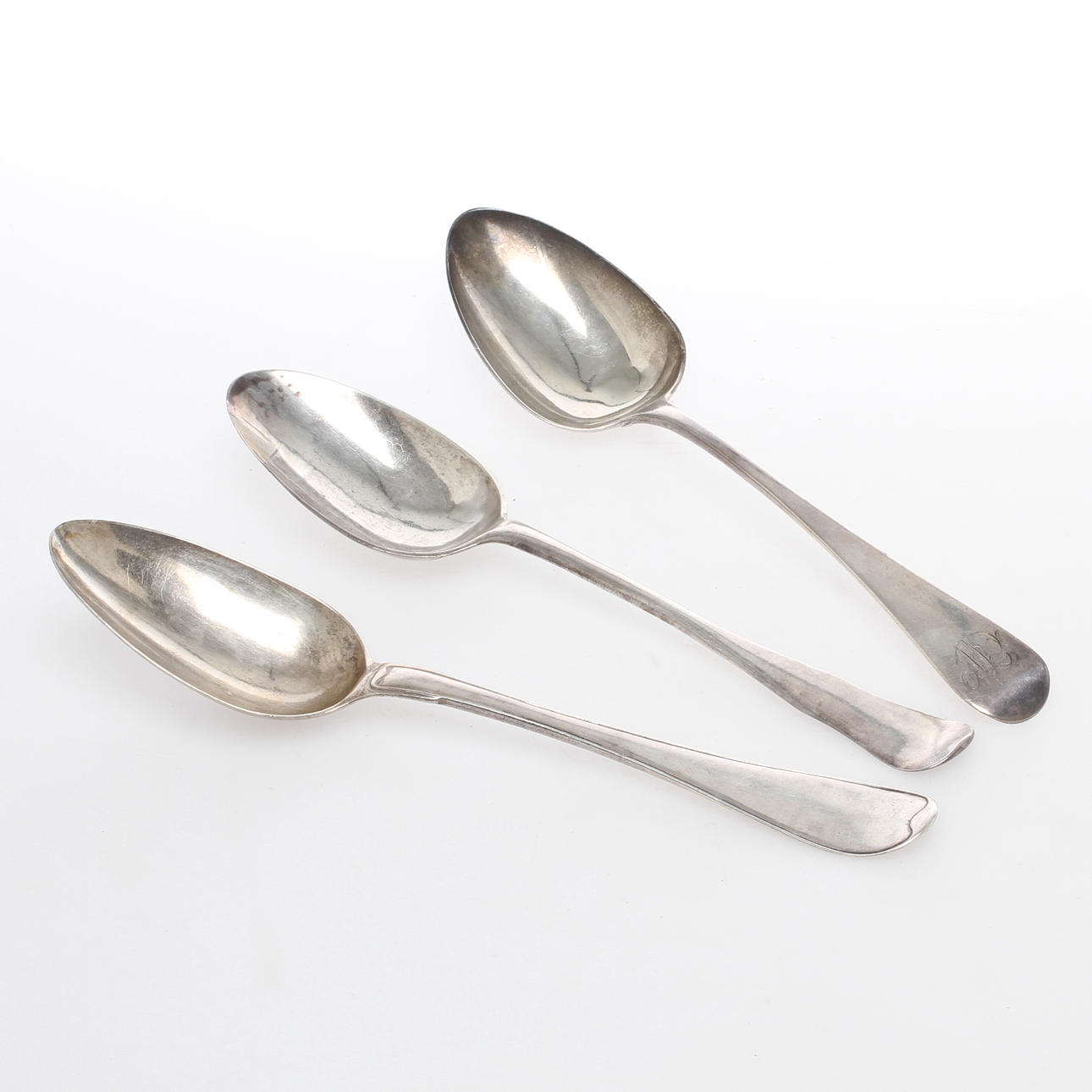 SKEDAR, 3 st, silver, omkring 17/1800-tal.