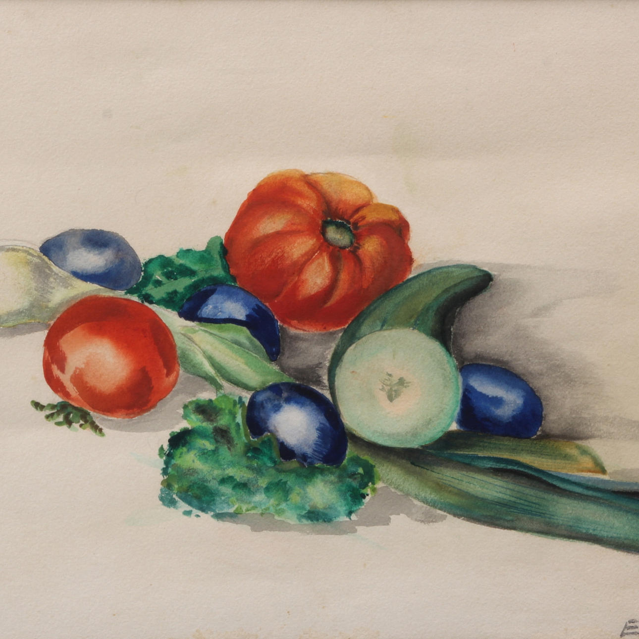 ELSA CIACELLI. Akvarell, signerad Elsa Ström.