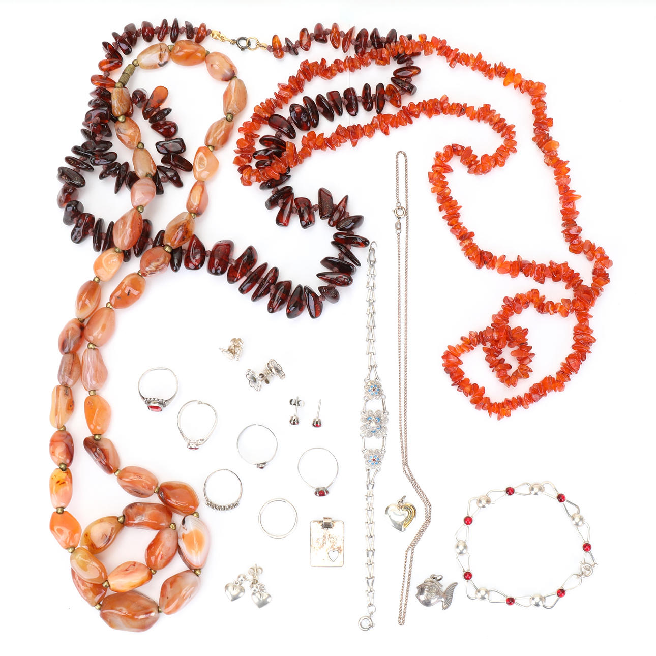 SMYCKEN, bärnsten, carneol, silver.
