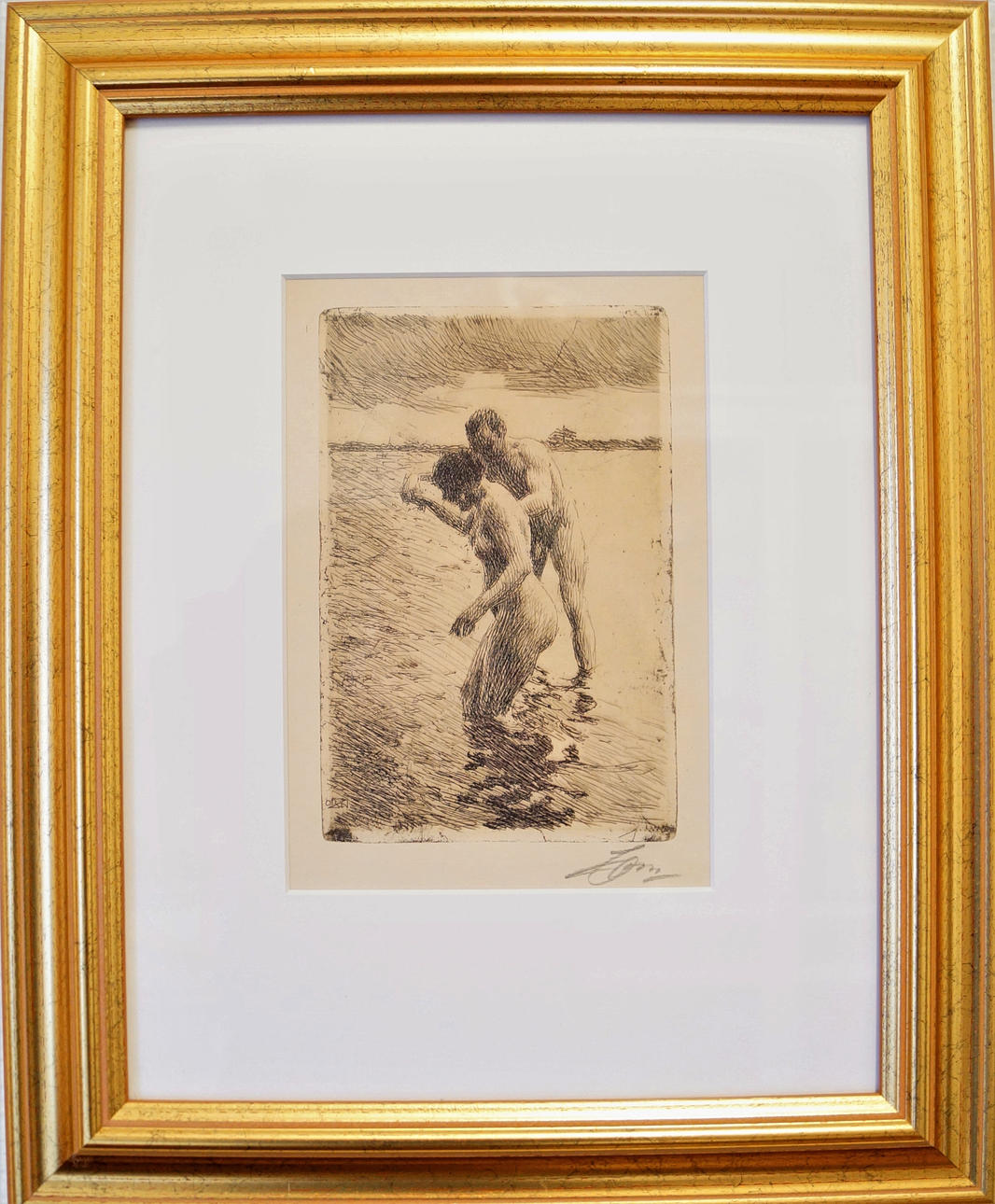 ANDERS ZORN. etching, "lots", signed.