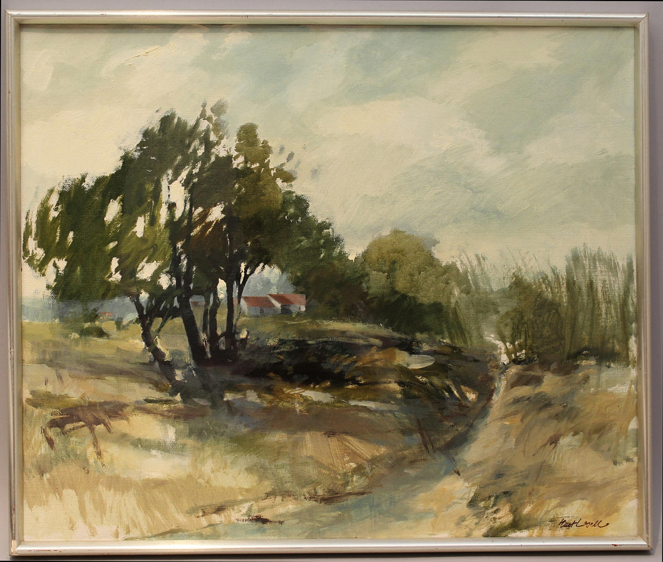 KNUT LOSELL. "Soldag på Österlen" (Lillehem). Olja på duk. Signerad.