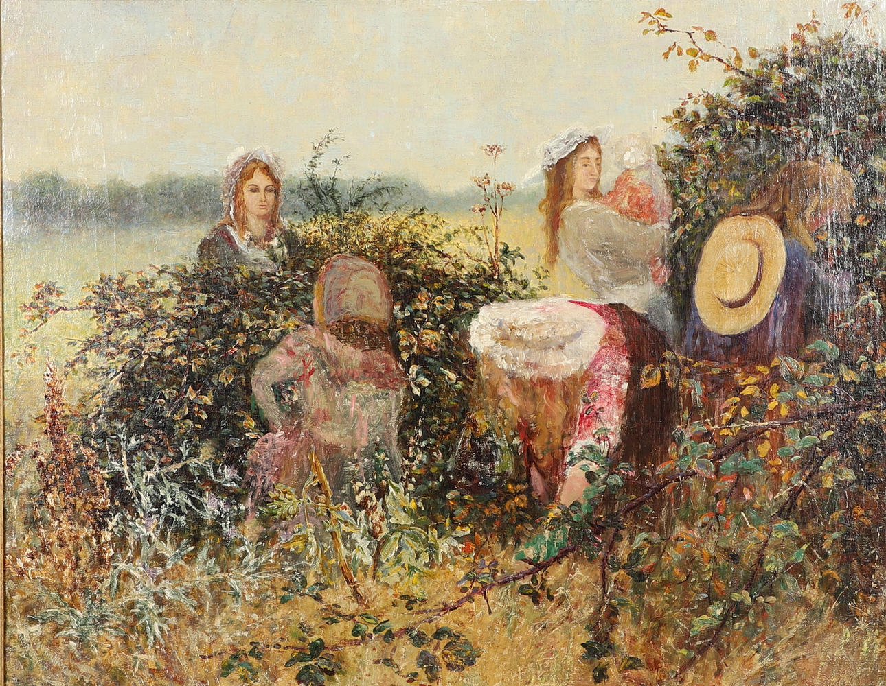 FOLLOWER OF EDWARD JOHN COBBETT (1815-1899). GATHERING BLACKBERRIES.