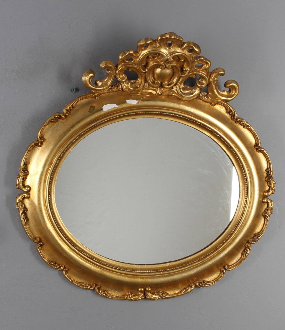 SPEGEL, oval, bronserad, 1900-tal.