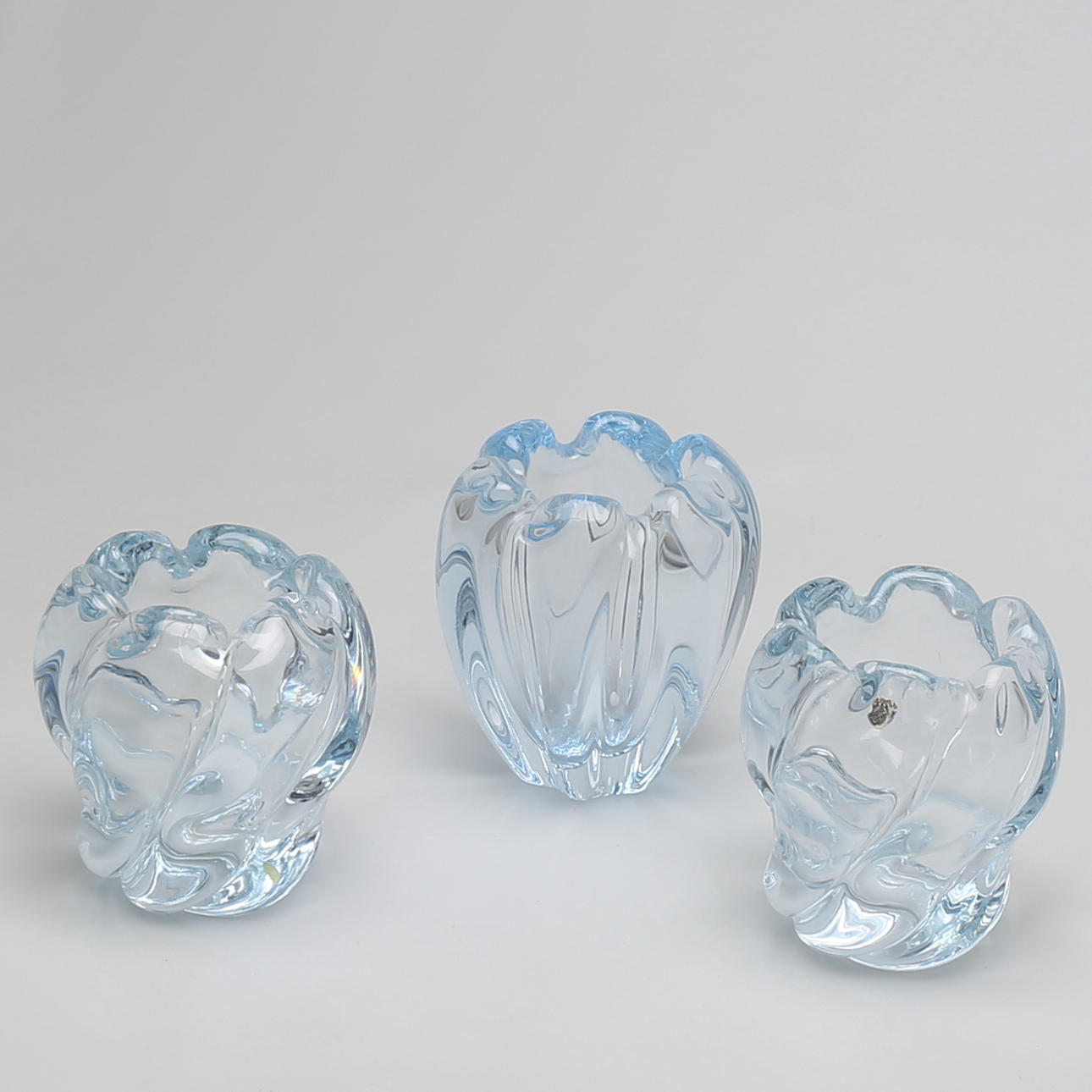 VASER I GLAS, 3 st, Vicke Lindstrand, Orrefors.