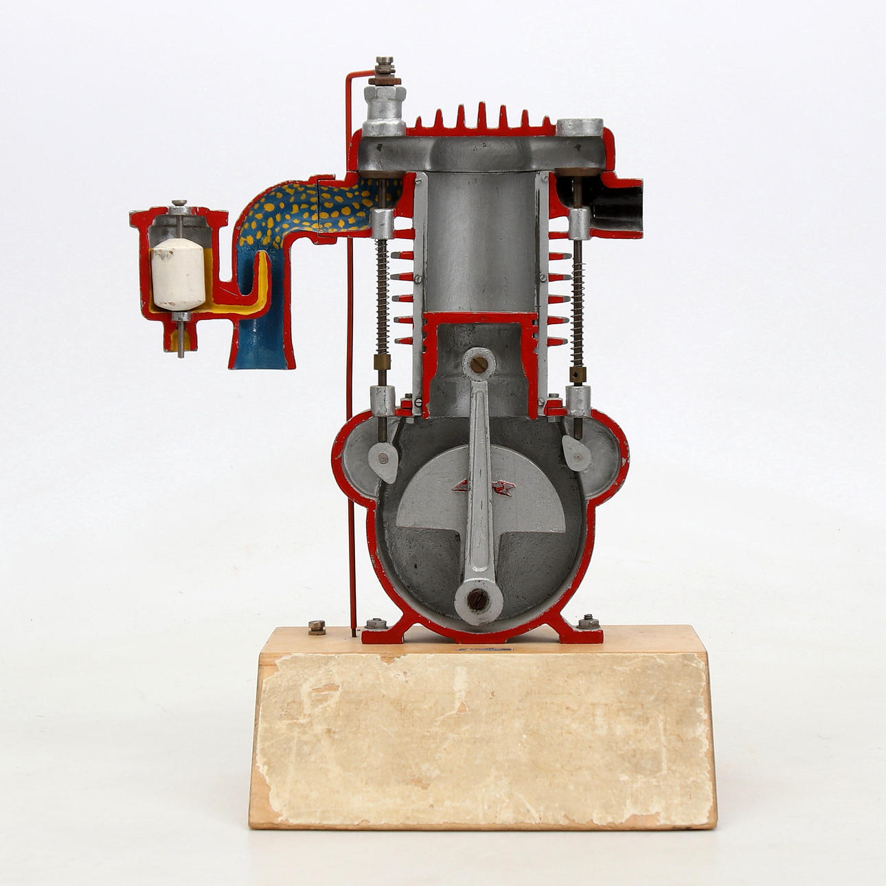 MODEL ENGINE, cut-through 4-stroke, side valve teaching model, circa mid 20th century.