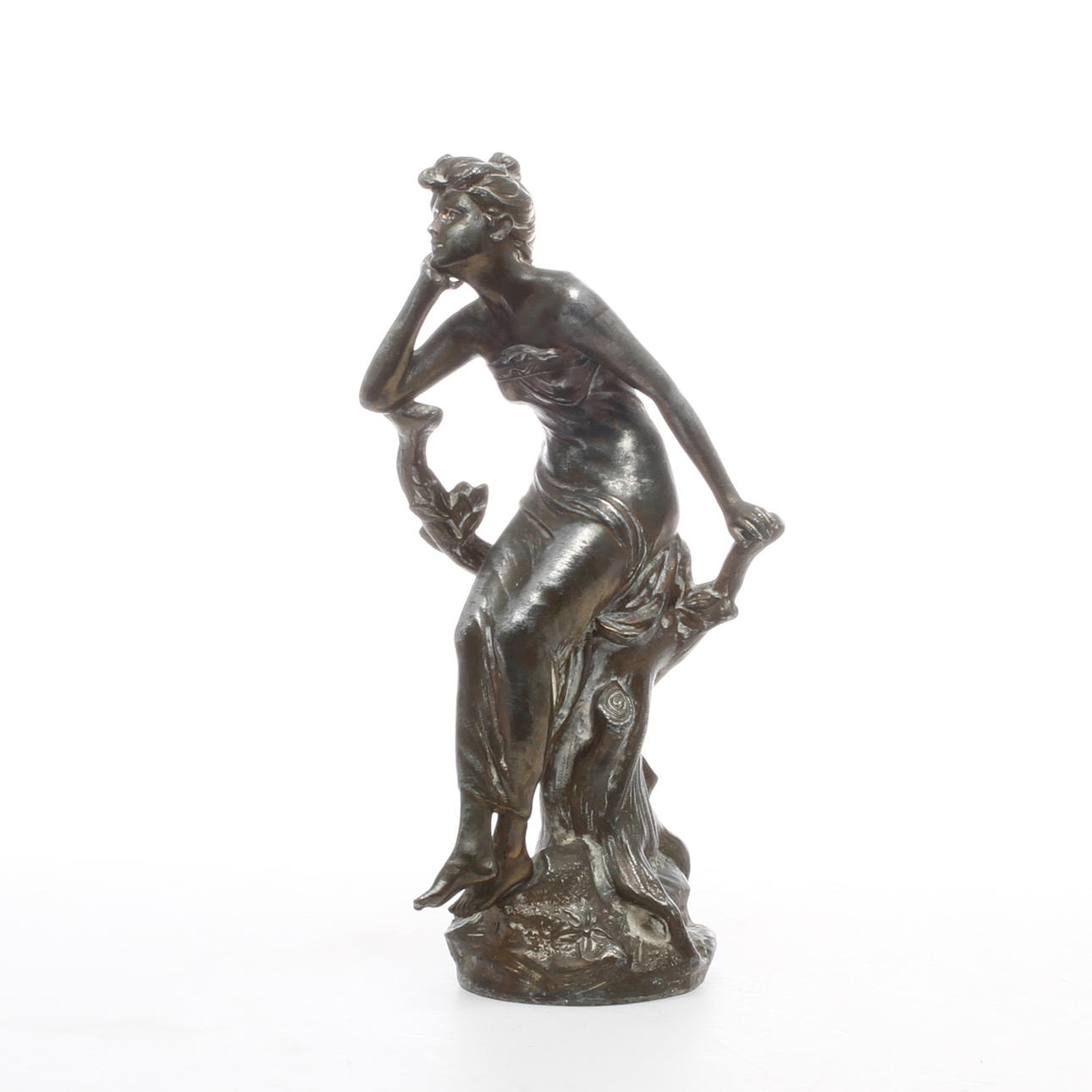 FIGURIN, försilvrad metall, jugend, tidigt 1900-tal.