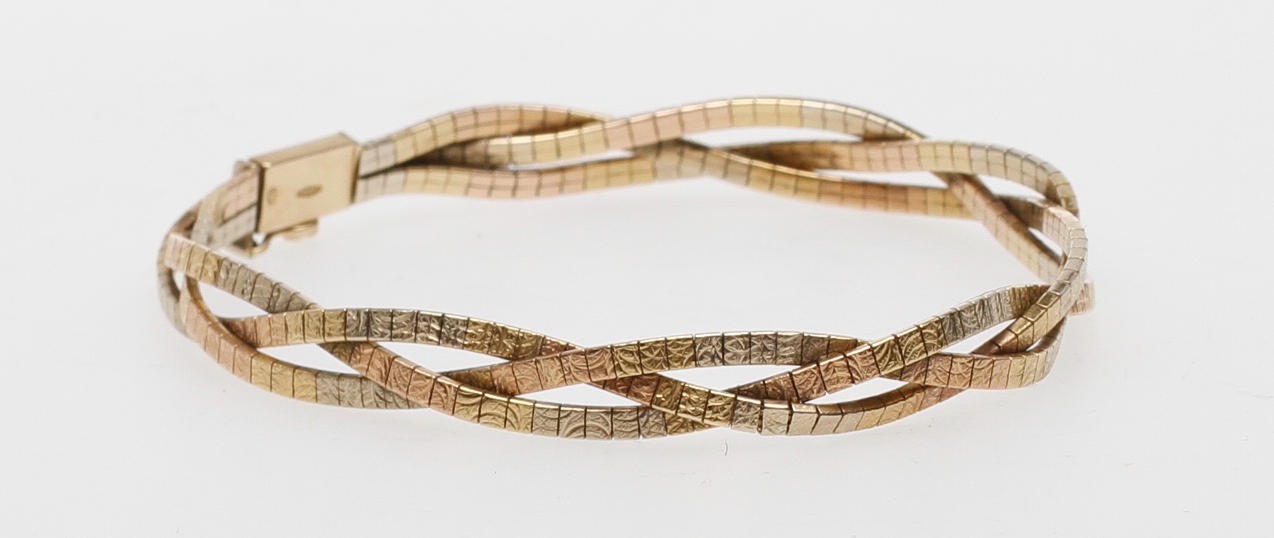 ARMBAND, flätad, 18k guld, vikt ca 19,7 gram, L111284507.