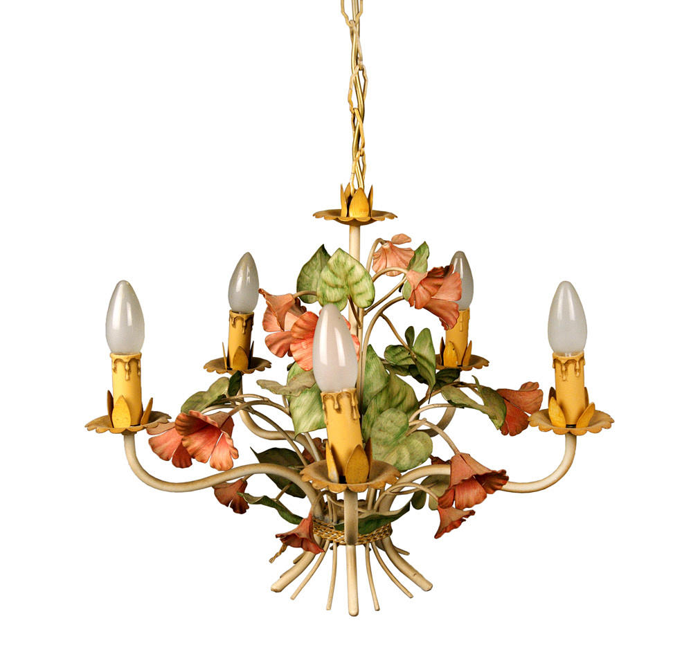 Taklampa med 5 glödlampor, troligen 1960/70-tal.