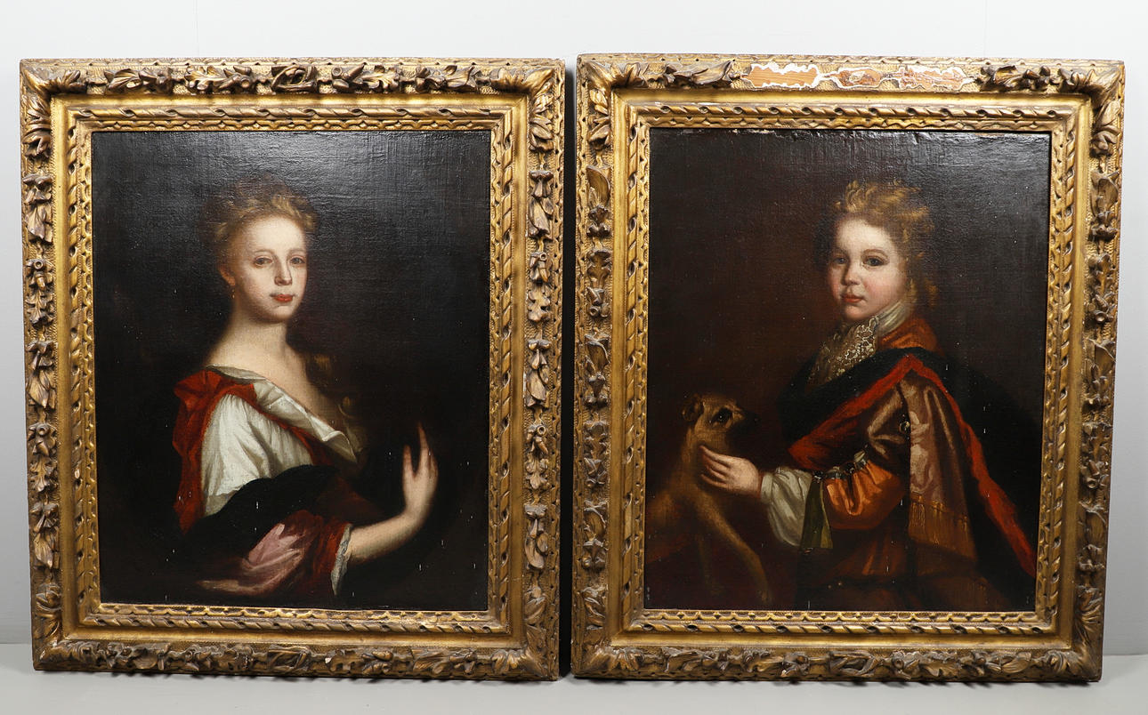 FOLLOWER OF THOMAS MURRAY (1663-1735). PORTRAITS OF A GIRL AND A BOY.