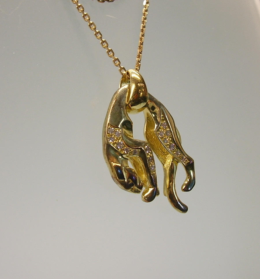 PANTHER ANHÄNGER SILBER VERGOLDET.