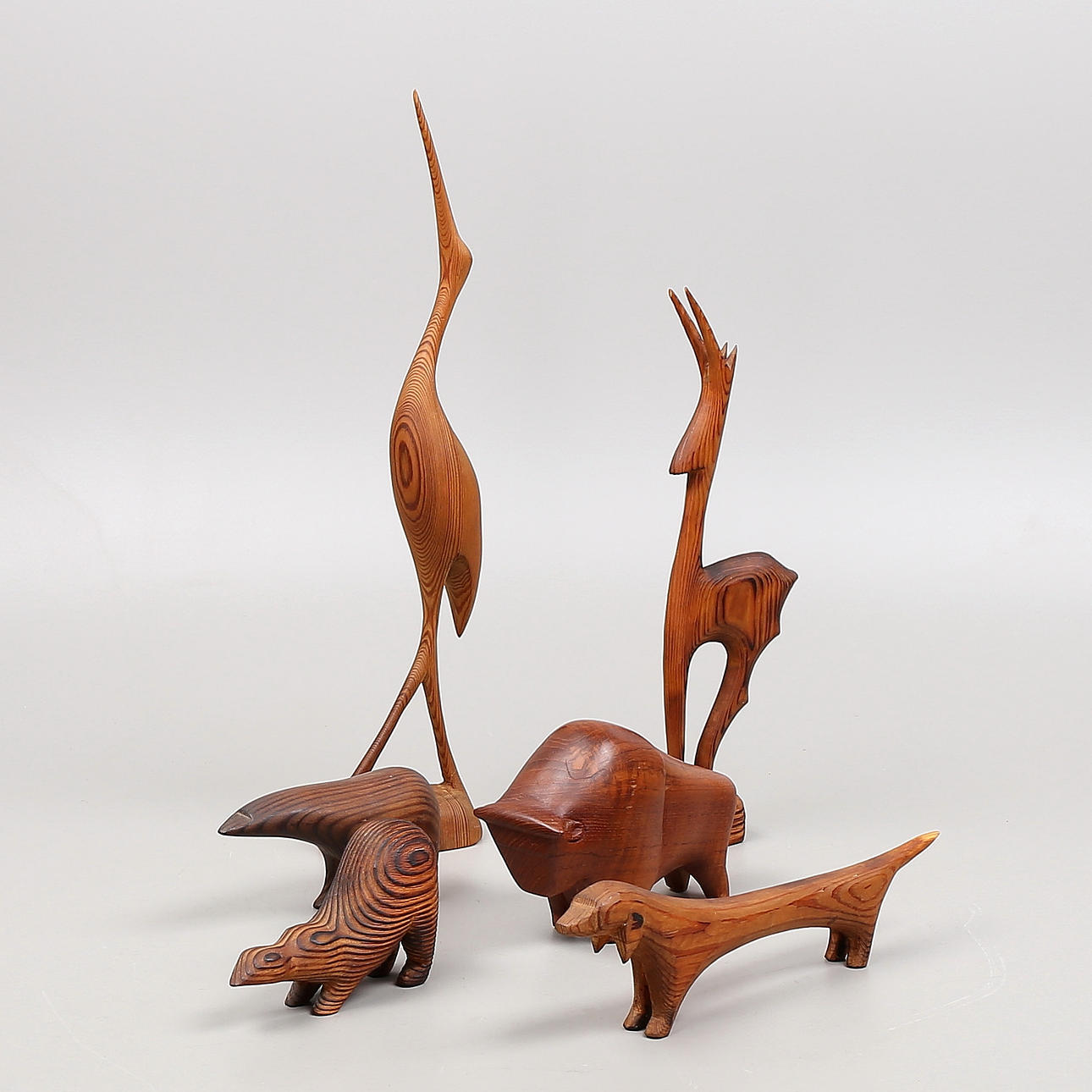 FIGURINES, 6 pcs, wood.