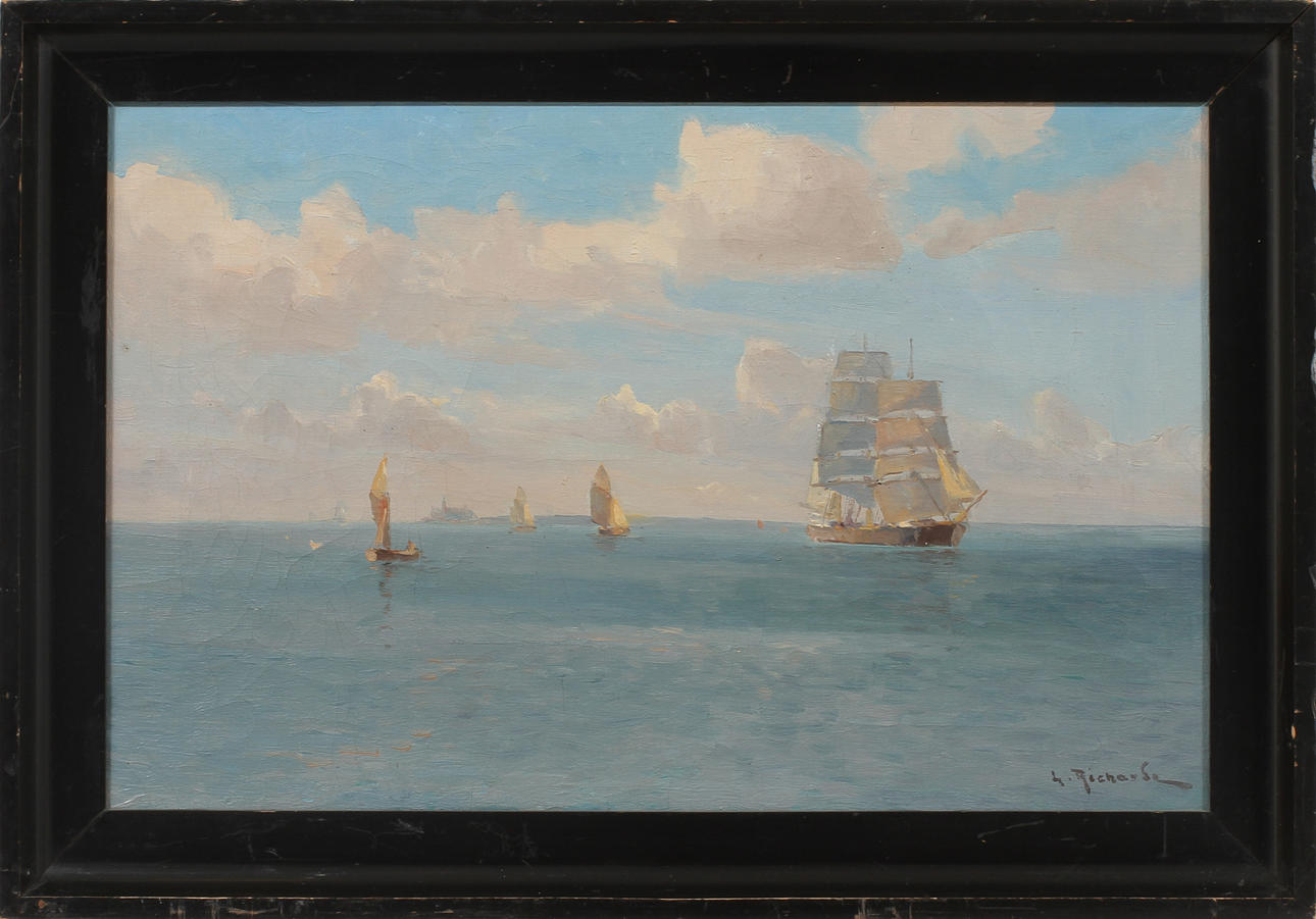 LUDVIG RICHARDE. Motiv från Öresund, olja på duk, signerad.