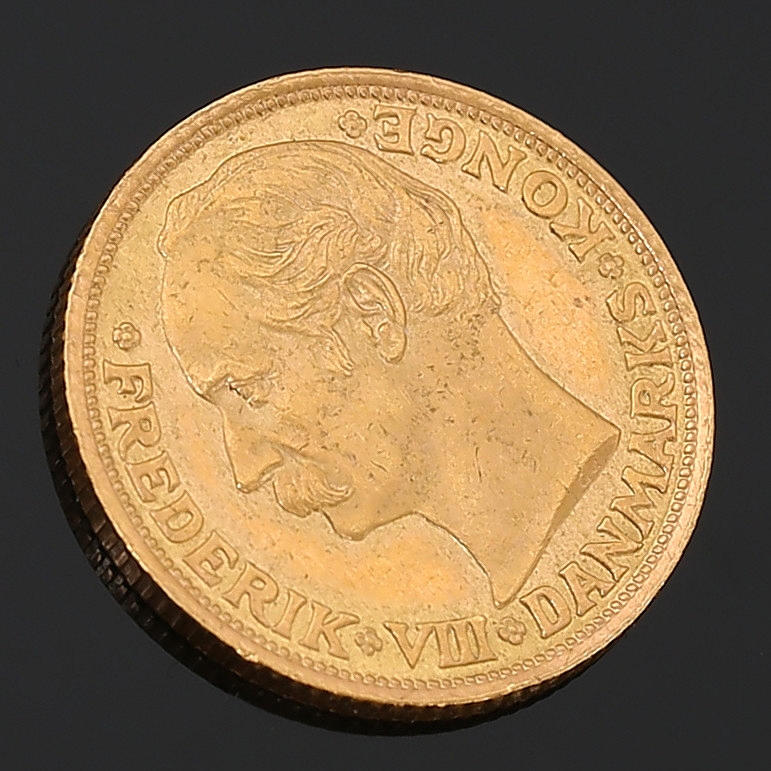 GULD MØNT, 10 kroner, Frederik VIII, Danmark, 1908.