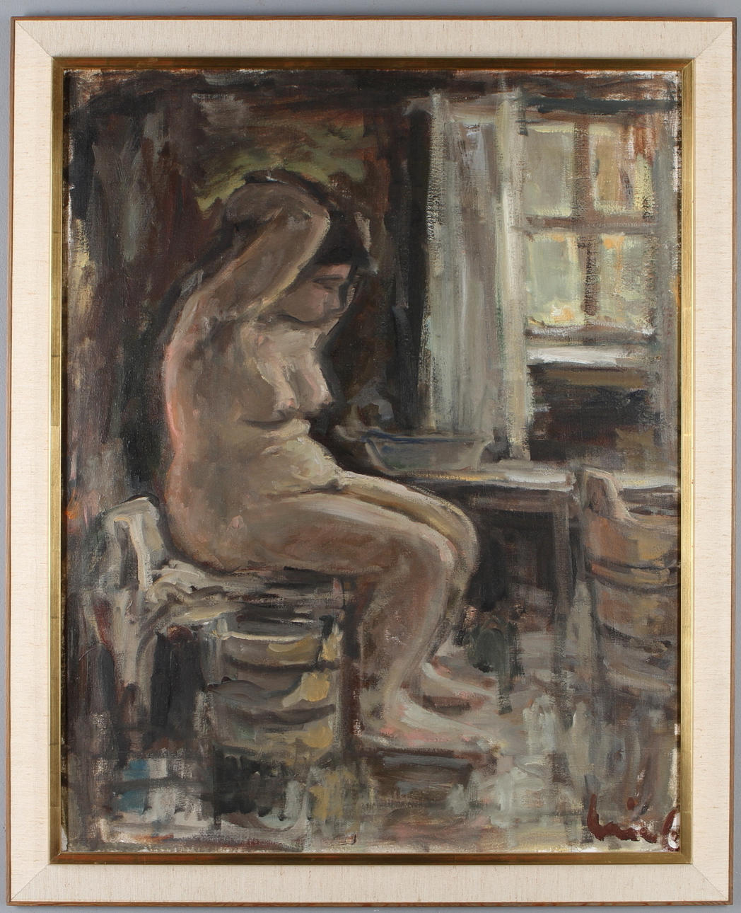 LOUIS BASTIN. Kvinnostudie, olja på duk, signerad.