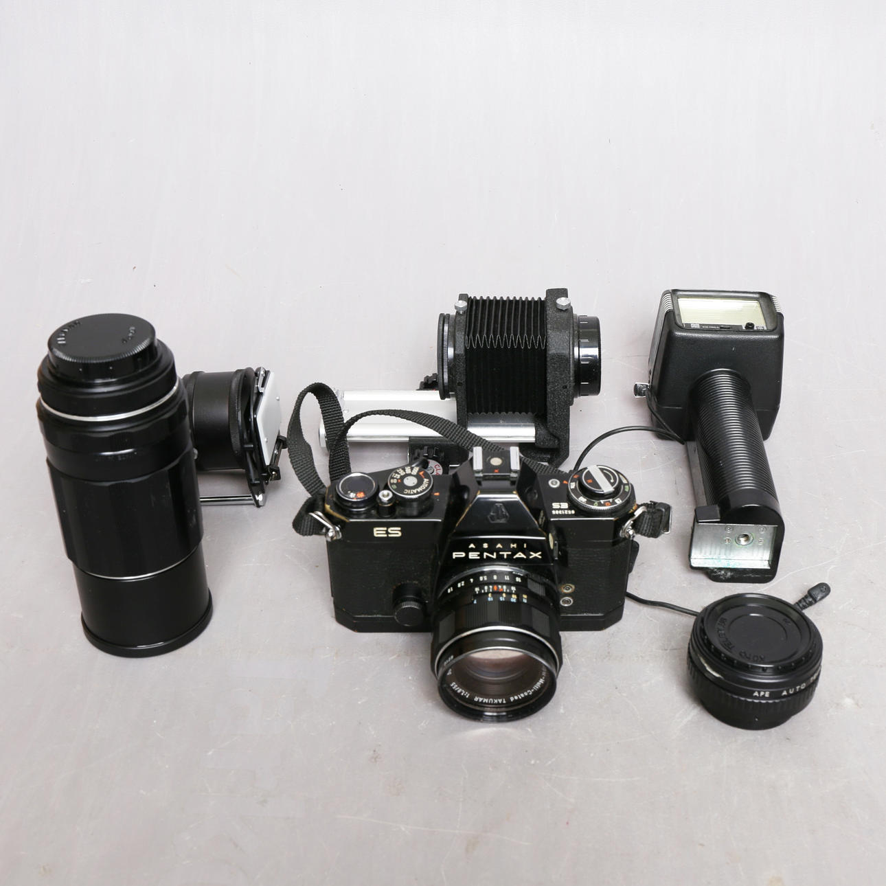 PENTAX ES with several accessories, Japan.