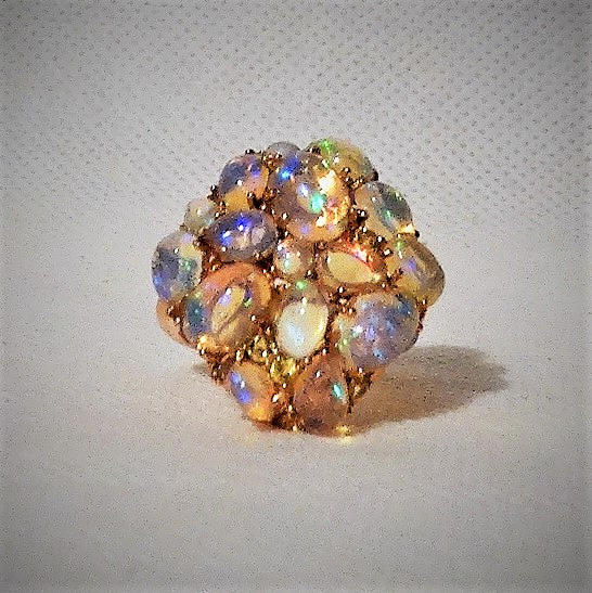 FEUEROPAL-RING, 925/Silber vergoldet.