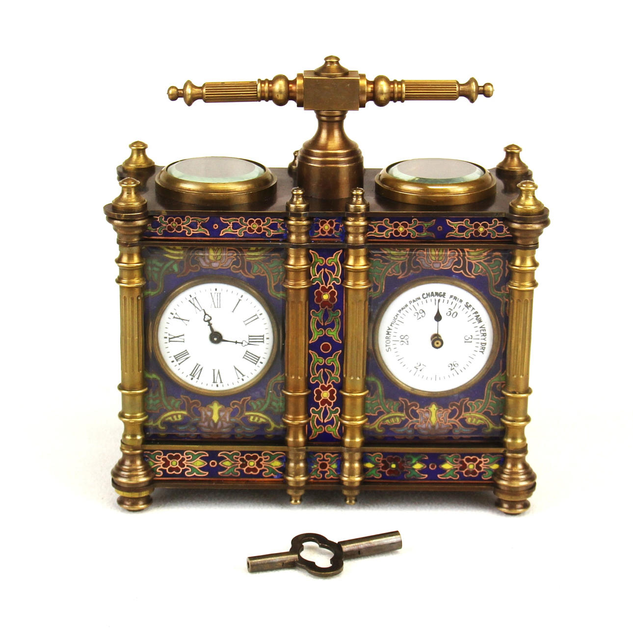 BRONS & EMALJERAD VAGNSKLOCKA.