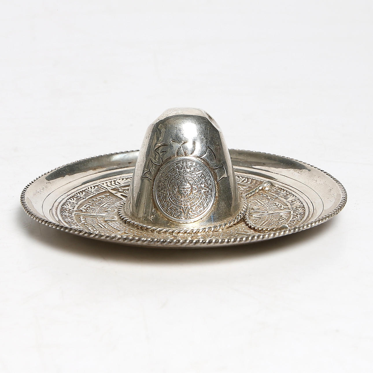 SOMBRERO FAT, 925 sterling silver, Mexico. 1900-talets mitt. Vikt 43 gram.