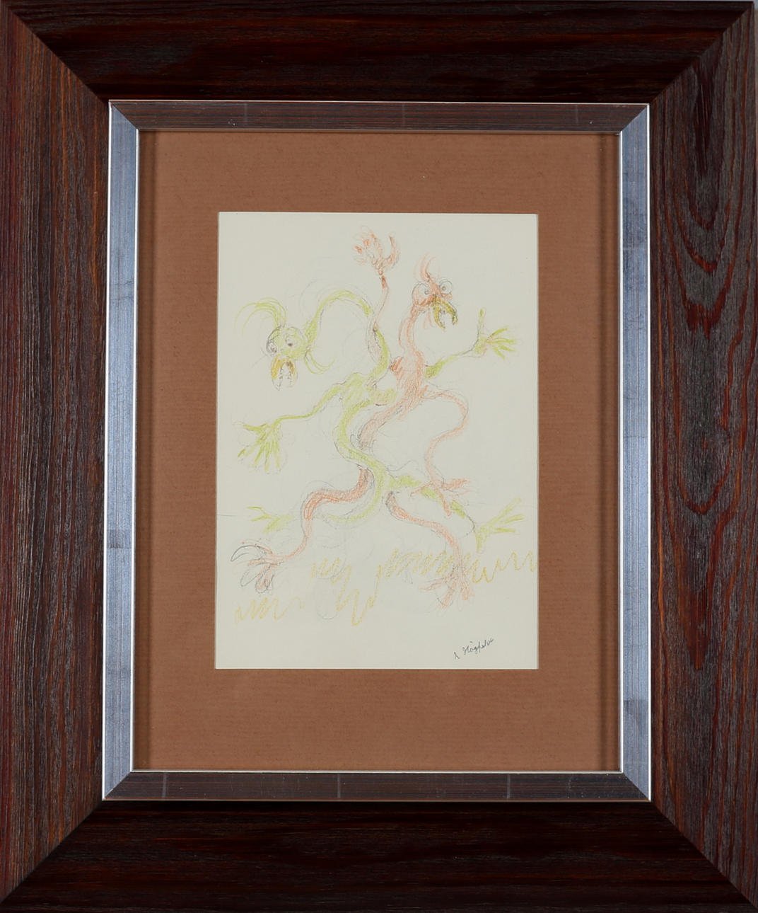 ROBERT HÖGFELDT. "Marsmenschen", Mischtechnik, signiert.