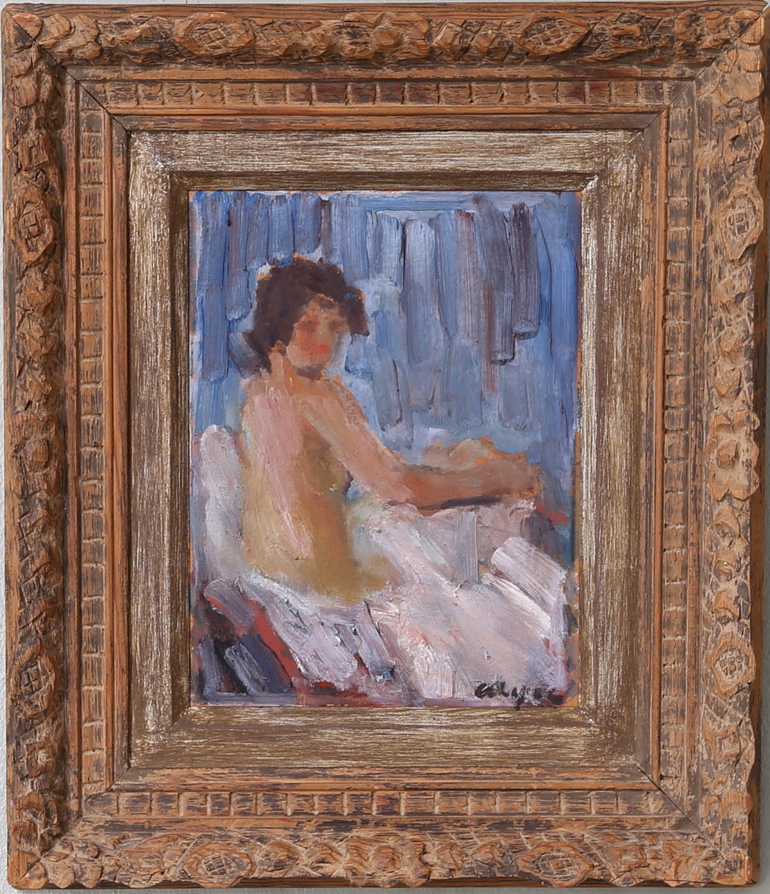 STIG ALYHR. Kvinnoporträtt, olja på pannå, signerad.