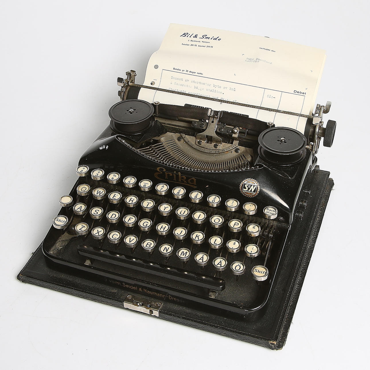 SKRIVMASKIN, "Erika", A. G. vorm Seidel & Neumann, Dresden. 1900-talets första hälft.