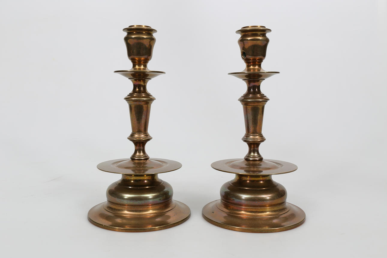 LJUSSTAKAR, mässing, 2 stycken, barockstil, No 96, Skultuna.