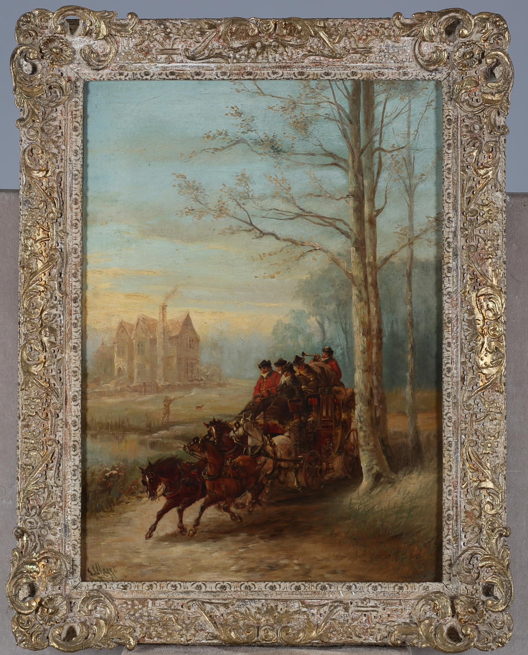 JOHN CHARLES MAGGS. Wagon kipage, oil on reared on new canvas, signed JC Maggs.