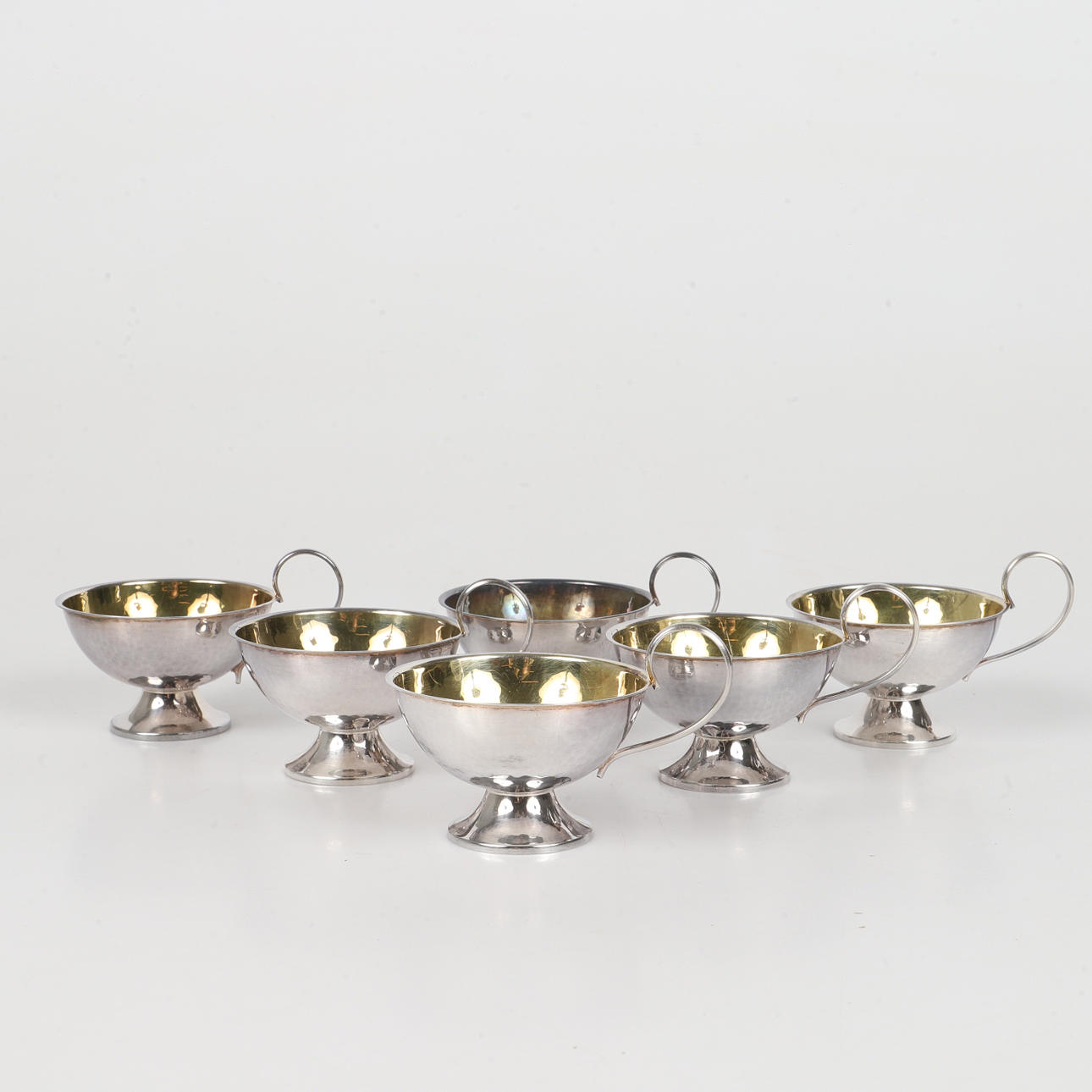 PUNCHMUGGAR, 6 stycken, silver, K & EC, 1970-tal.