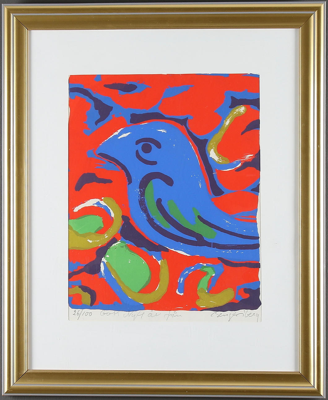 BENGT ÅBERG. Färglitografi, dedikation "Gott Nytt År", signerad och numrerad 26/100.