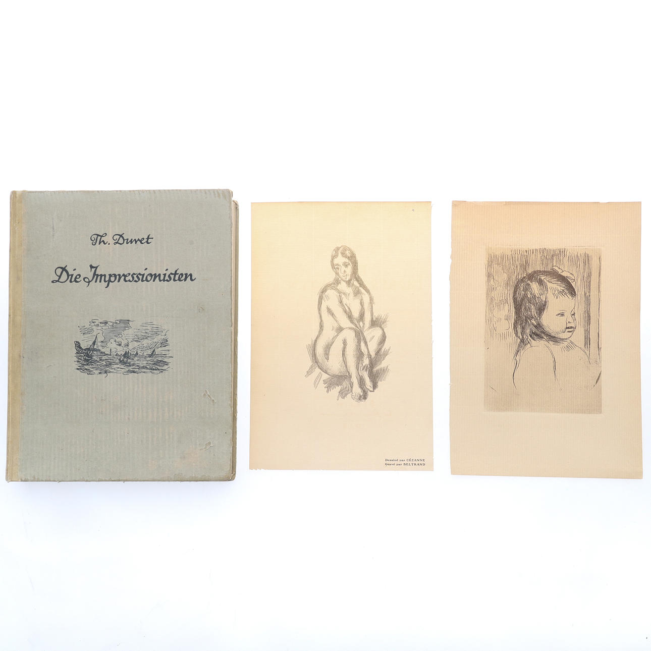 THEODORE DURET (FRENCH, 1838-1927). DIE IMPRESSIONISTEN, WITH ONE ETCHING BY PIERRE-AUGUSTE RENOIR AND ONE AFTER PAUL CEZANNE, 1914.
