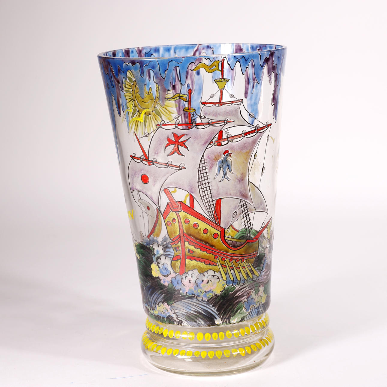 VASE WITH CARABEL DECORATION HANDPAINTED.