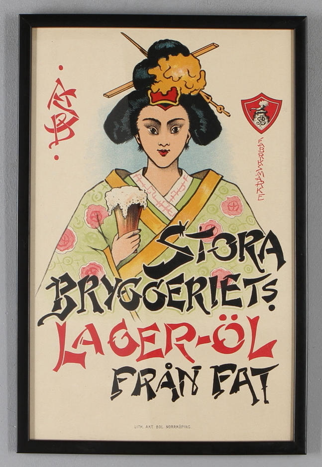 BRYGGERIAFFISCH, litografisk, AB Stora Bryggeriet, Lith. Akt. Bol. Norrköping, 1800-talets senare del.