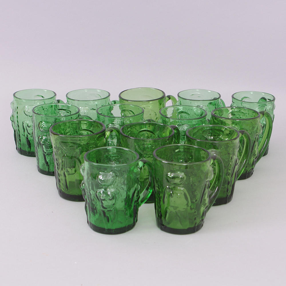 ÖLGLAS, 14 stycken, grönt glas, Erik Höglund, Boda.