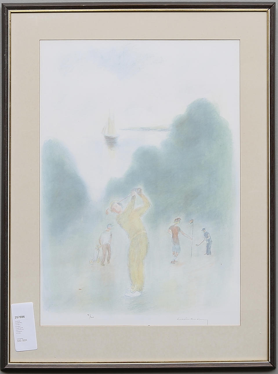 GUSTAV RUDBERG. "Golfen i konsten". Färglitografi, signerad och numrerad 91/300.