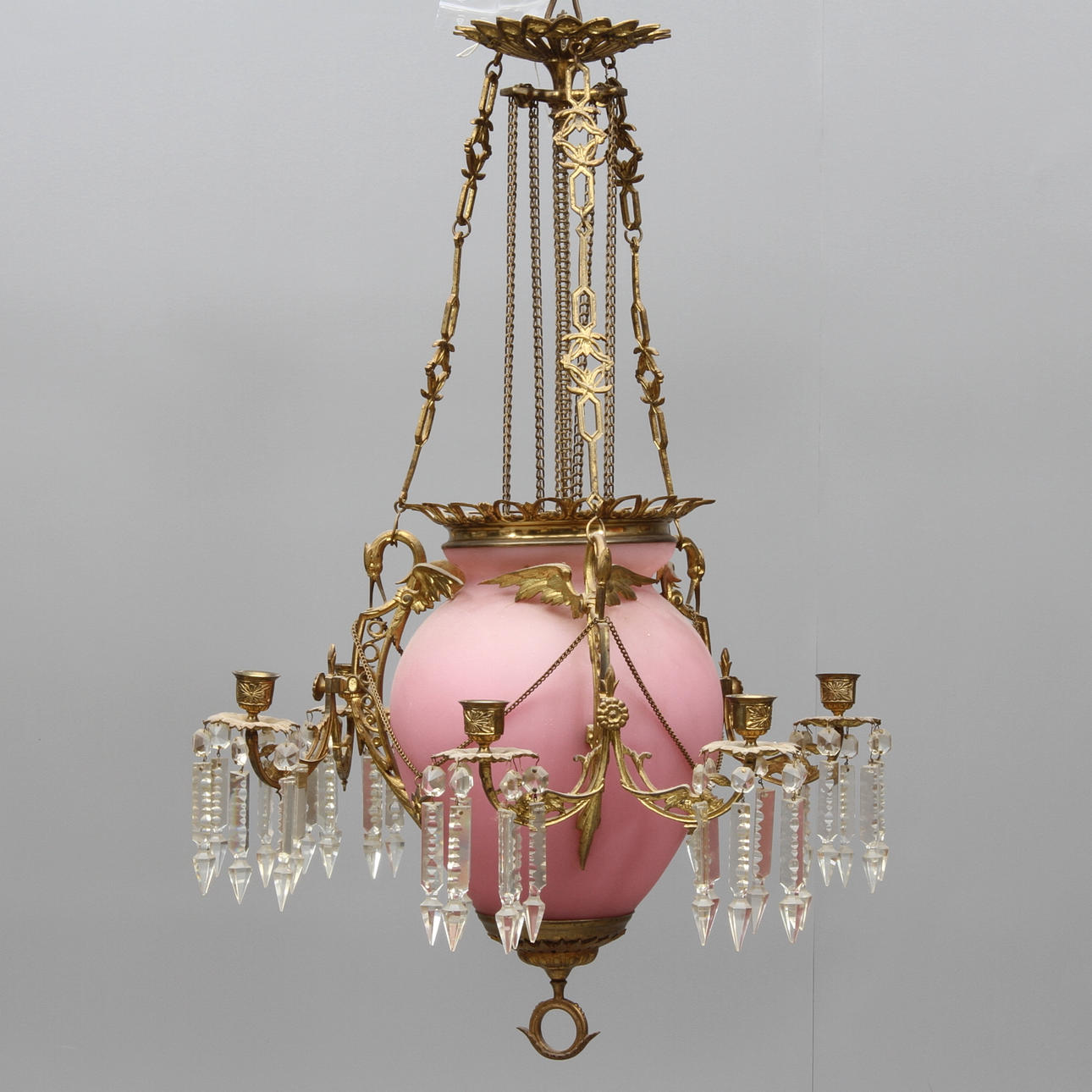 MÅNSKENSLAMPA, med 6 ljusarmar, 1800-talets andra hälft.